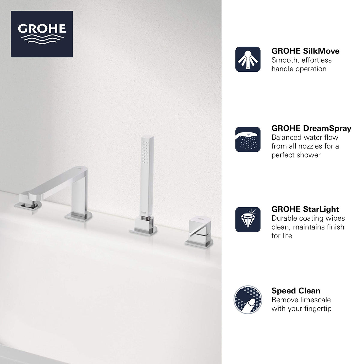 Grohe Plus - Combinación monomando para baño y ducha 1/2"