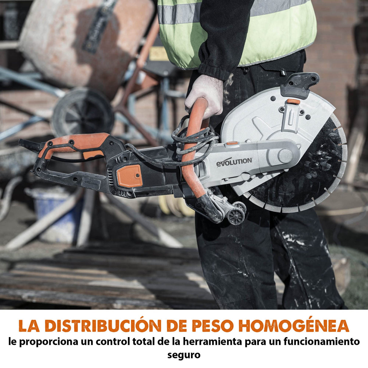 Evolution R300DCT Sierra para hormigón de 300 mm de Evolution: motor de 2400 W, sin gasolina, corte de 115 mm, incl. hoja de diamante para mampostería