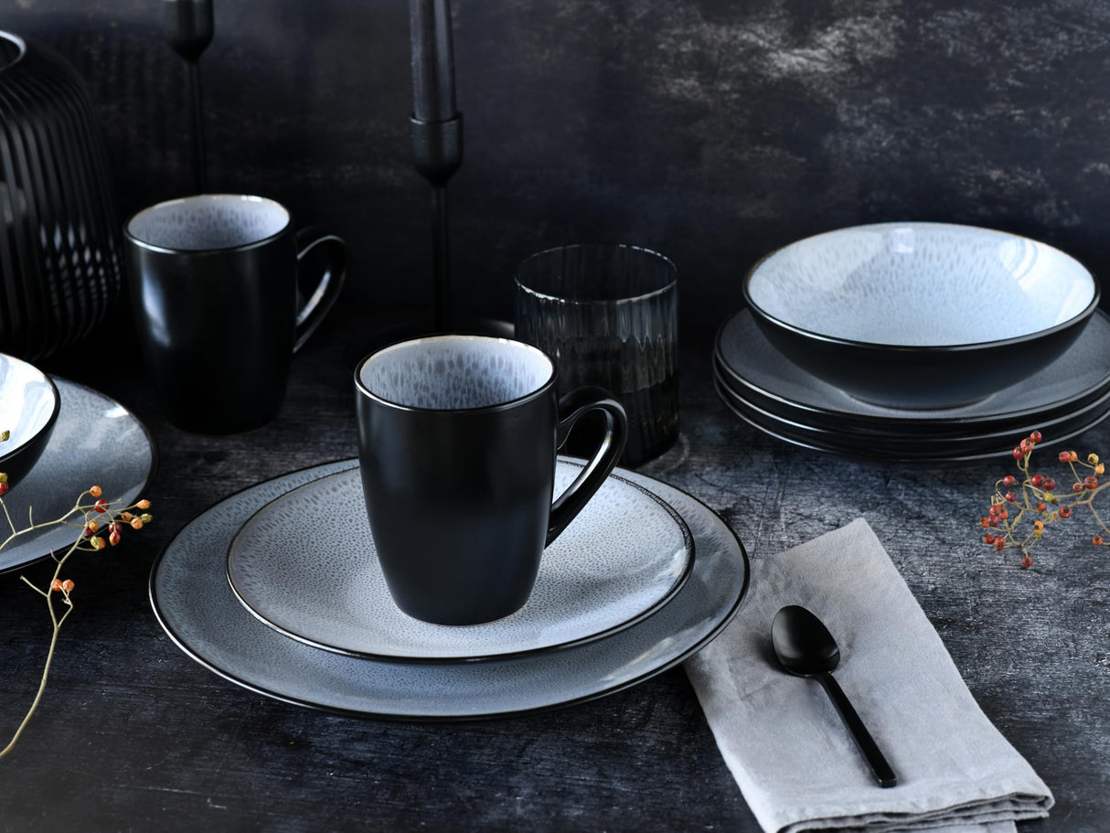 CreaTable, 23962, Serie Malmö, 16-teiliges Geschirrset für 4 Personen, Kombiservice aus Steinzeug, spülmaschinen- und mikrowellengeeignet, Qualitätsproduktion