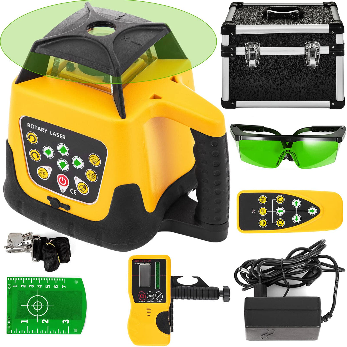 VEVOR Nivel láser auto-nivelación 360 grados verde, impermeable, trabajo continuo 25 horas para construcción, decoración y hogar
