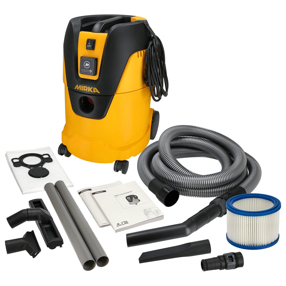 Mirka Aspirador Industrial en seco y húmedo 25 litros/Manguera de aspiración / 1000 W de Potencia/Incluye Adaptador para lijadoras Juego de boquillas