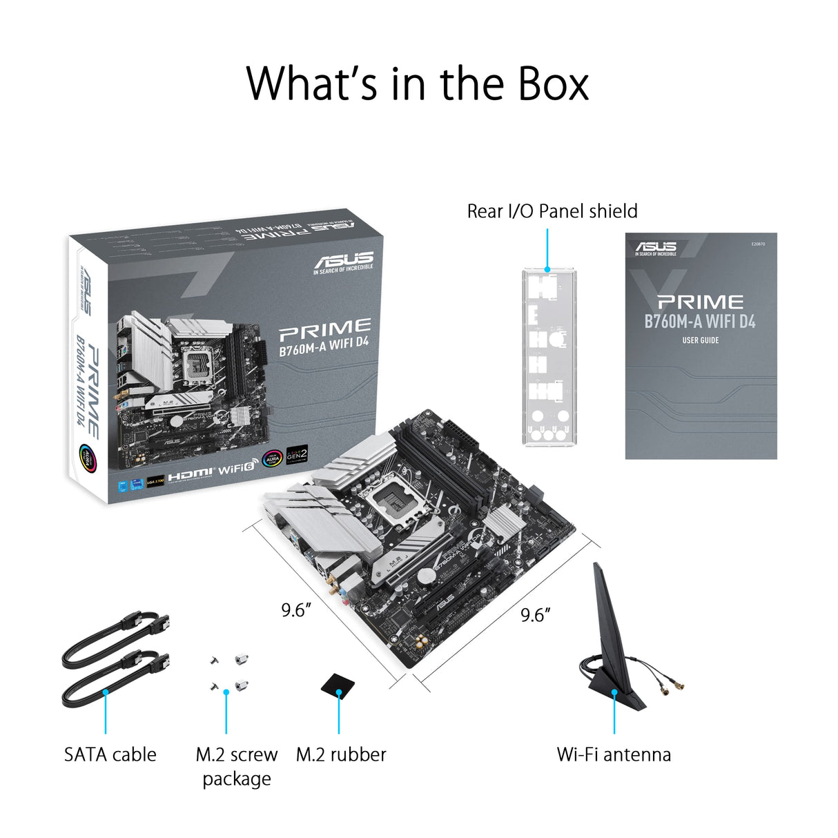 Asus Prime B760M-A WiFi D4 - Placa Base mATX Intel B760 LGA 1700 (PCIe 4.0, Dos M.2, 2.5Gb Ethernet, Wi-Fi 6, Dual HDMI, SATA 6 Gbps, USB 3.2 Gen2, USB 3.2 Gen1 Type-C, Aura Sync)