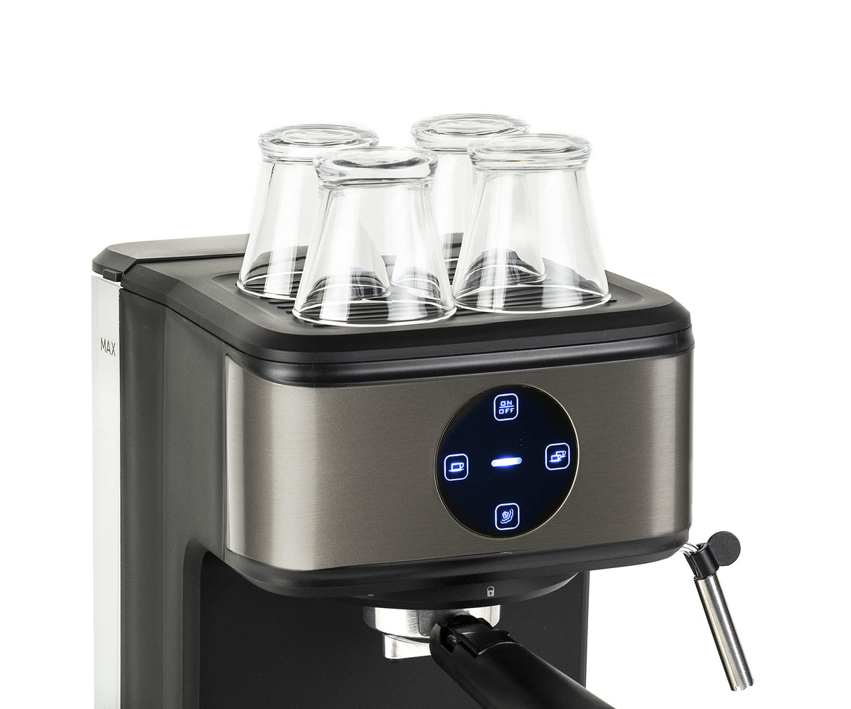 Black+Decker BXCO850E - Cafetera espresso, 20bar, 1 o 2 cafés, función vapor, paro automático, cantidad programable, sistema extra cream, 1.5l, acabado antihuellas en acero inox, 850W
