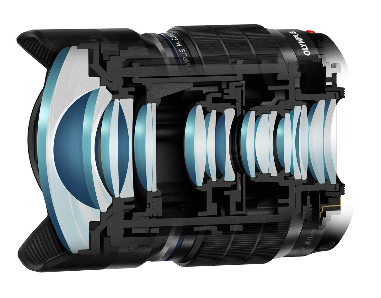 Olympus Objetivo - M.Zuiko Digital ED 8 mm F1.8 Pro, Longitud Focal Fija rápida, Apto para Todas Las Cámaras MFT, Modelos Olympus OM-D & Pen, Serie G de Panasonic, Negro