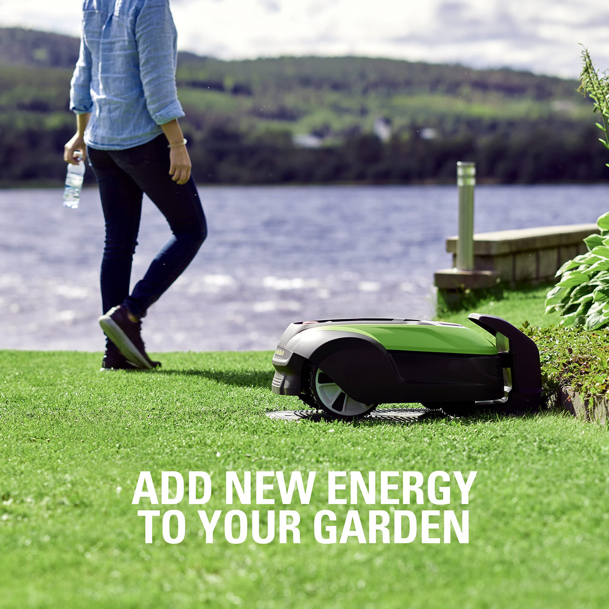 Greenworks Optimow 15 Robot cortacésped para césped de hasta 1500 m2 con 35% de Pendiente, Ultra silencioso, Control 4G, fácil de Instalar, características de Seguridad avanzadas, protección contra