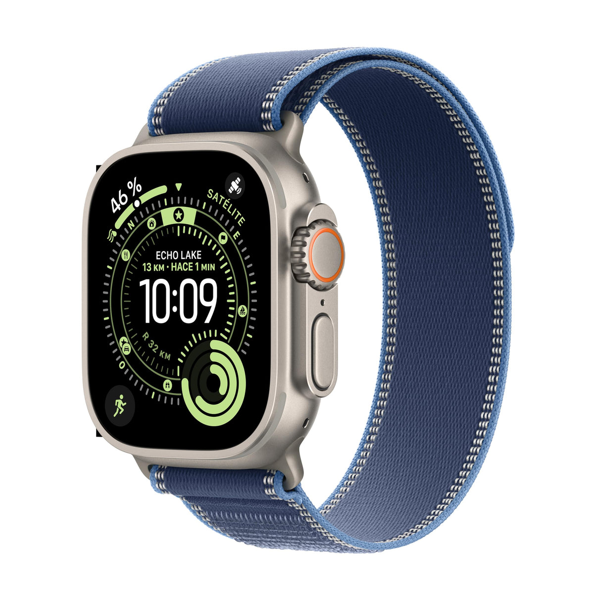 Apple Watch Ultra 3 GPS + Cellular, reloj prémium para running y multideporte con caja de titanio resistente de 49 mm y Correa Loop Trail azul/azul brillante - Talla S/M. Monitores avanzados de salud