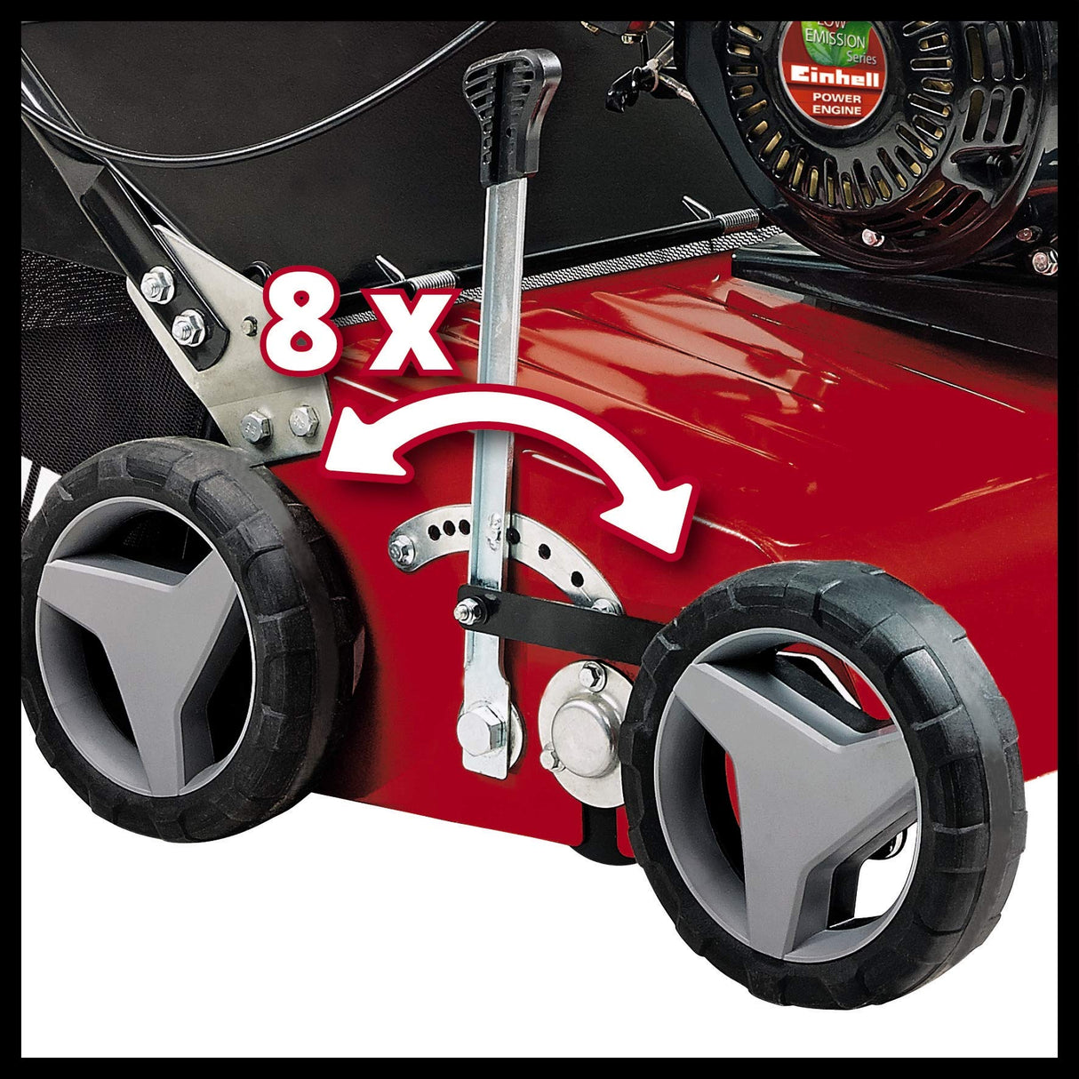 Einhell GC-SC 4240P - Escarificador de Gasolina para césped, 4,2 kw, Motor de 4 Tiempos, Unidad de Corte de rodamiento de Bolas con 18 Cuchillas de Acero, Ajuste de Profundidad de rastrillo de