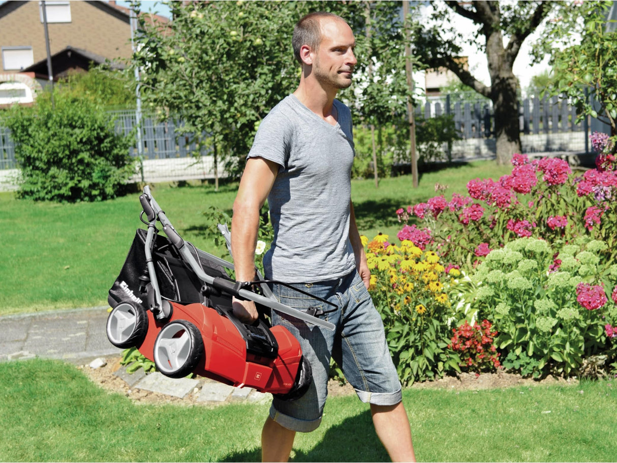 Einhell Expert GE-SA 11435 - Escarificadora eléctrica (1400 W, 230V, 3 niveles de profundidad, ancho de trabajo: 35 cm, capacidad de bolsa: 28L, con rodillo aireador) (ref. 3420561)