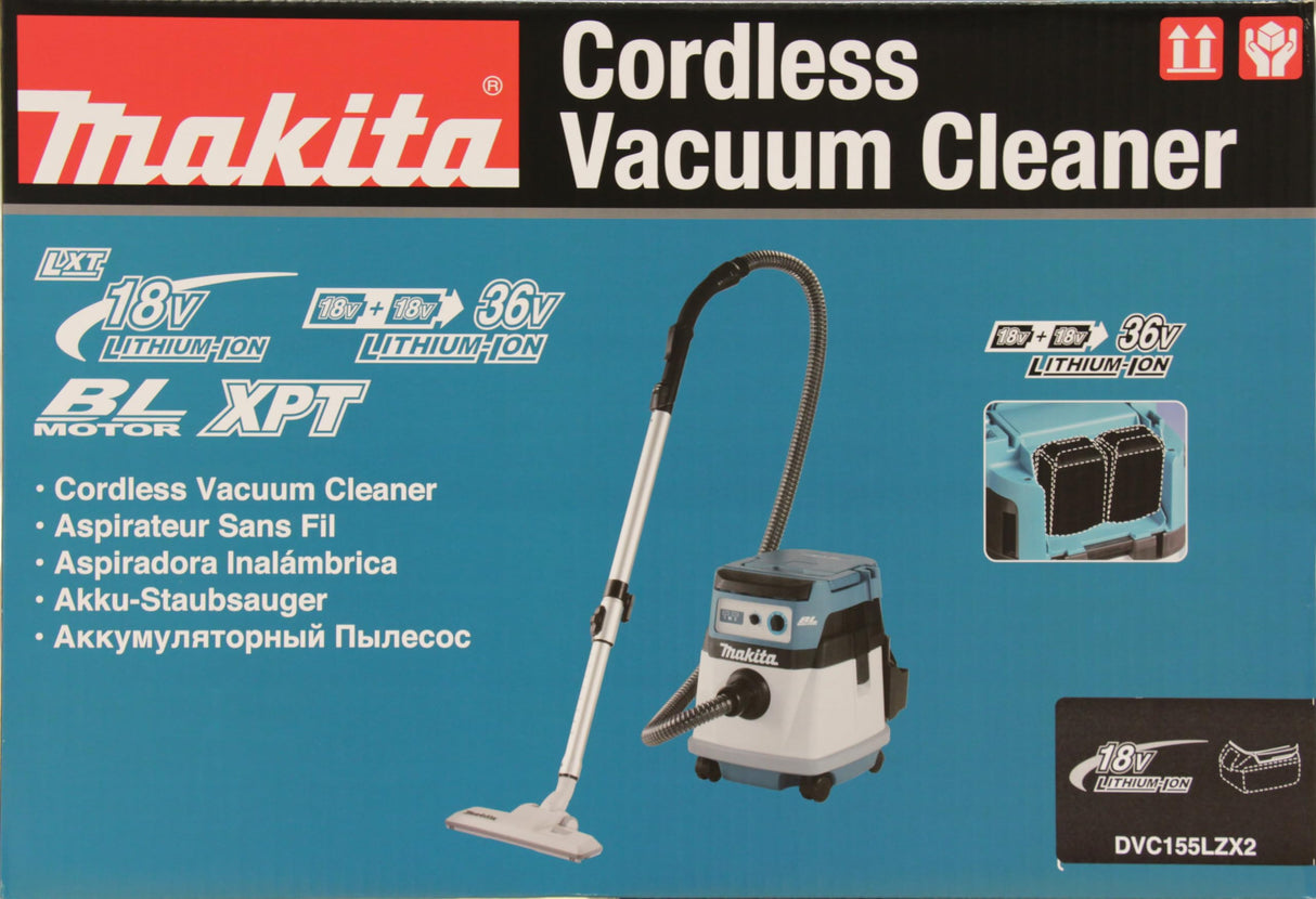 Makita DVC155LZX2 Aspirador BL 18Vx2 LXT 15L seco/húmedo