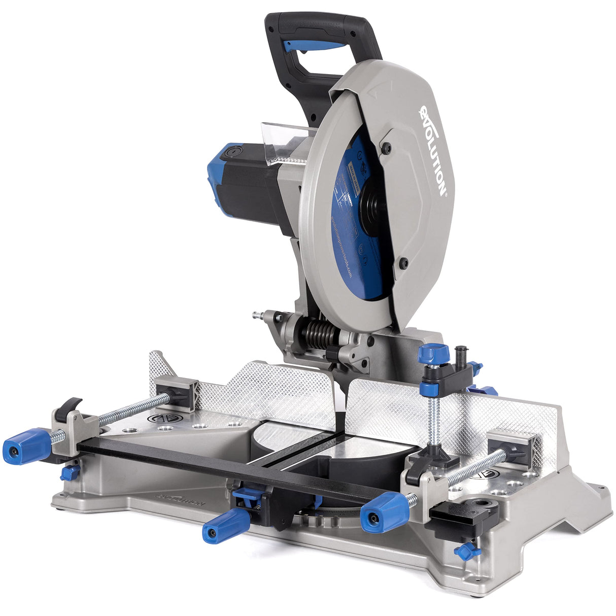 Evolution Power Tools S355MCS Sierra Tronzadora/Ingletadora | Sierra de Corte| Rango de inglete +/- 46˚ | 355 mm Sierra Ingletadora para corte de metal de 230 V en tareas pesadas