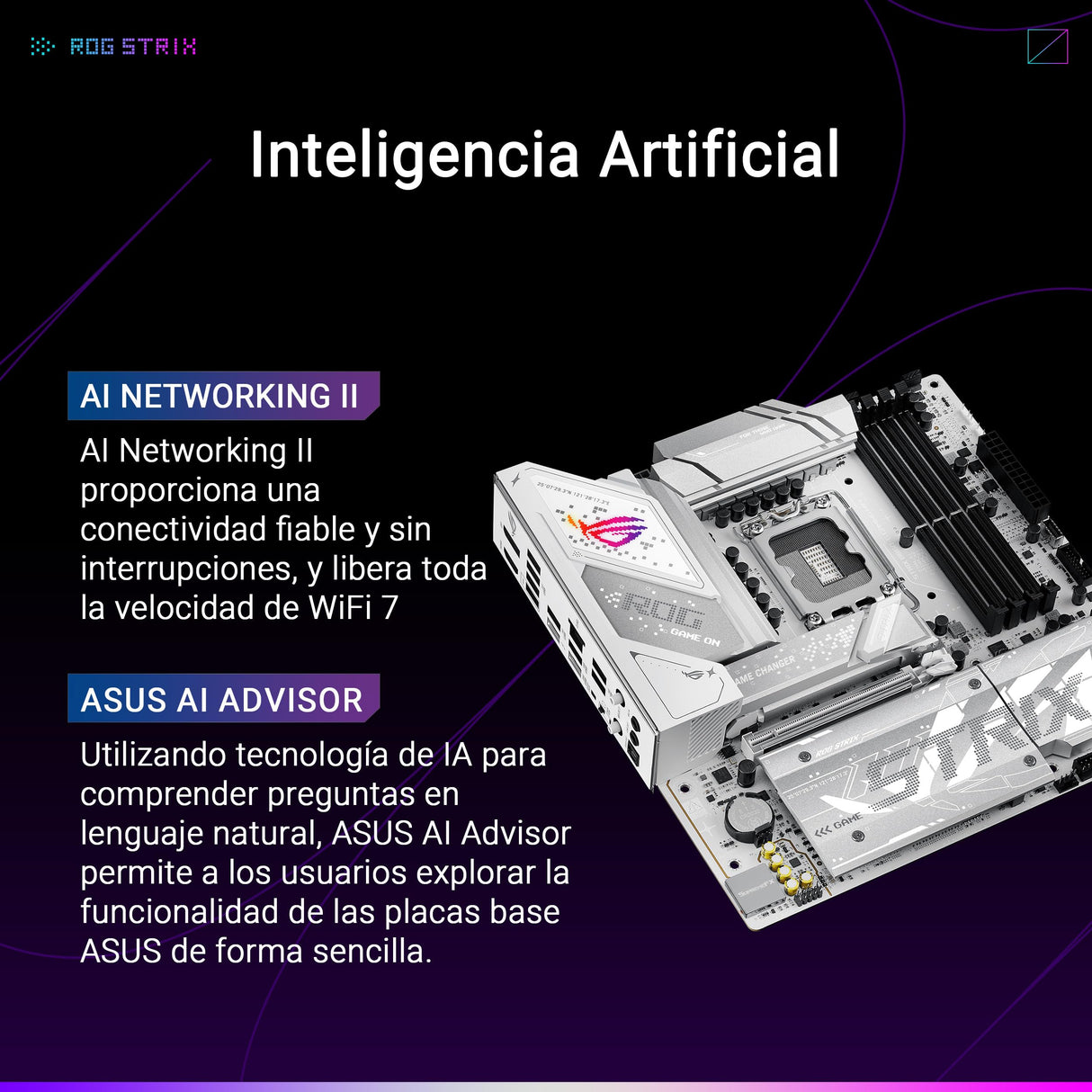 ASUS ROG Strix B860-G Gaming WiFi, Placa Base mATX, preparada para PC con IA Avanzada, 14+1+2+1 etapas de Potencia, Ranuras DDR5, PCIe 5.0, Cuatro Ranuras M.2, WiFi 7, AI Networking II, Aura Sync RGB