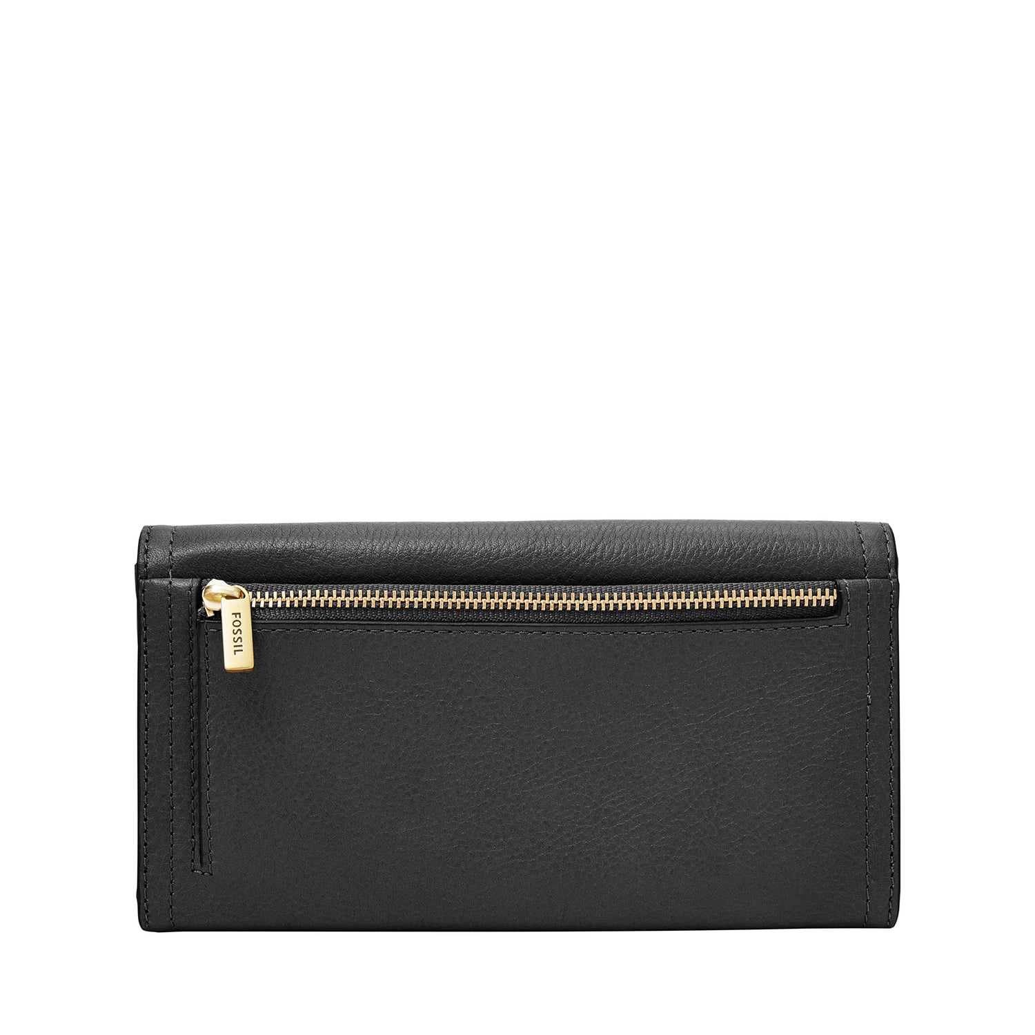 Fossil Billetero para mujer Logan, Bolso con solapa de piel y poliuretano negro 19,4 cm largo x 2,5 cm ancho x 10,2 cm alto SL7833001