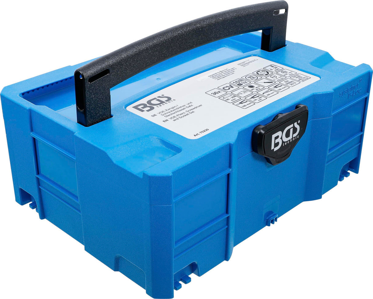 BGS 70230 | Alicates, tenazas y pinzas/destornilladores y juego de llaves de vaso VDE | BGS systainer® | 36 piezas