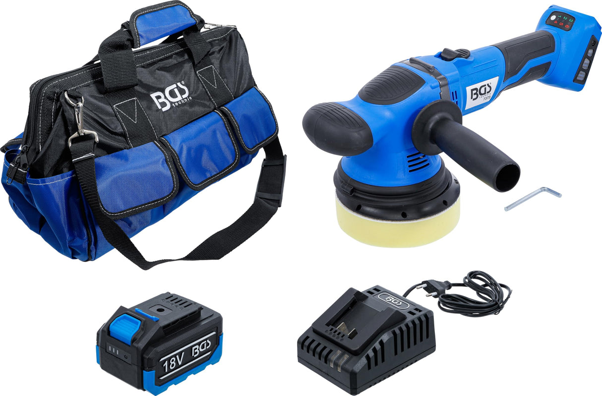 BGS 7394 | Juego de pulidora excéntrica a batería | sin escobillas | 18 V | con batería y cargador rápido