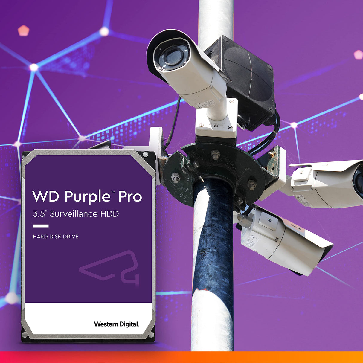 WD Purple Pro 22TB para video inteligente Disco duro interno 3.5", AllFrame Technology, 7200 RPM, 550TB/yr, 512MB Cache, Garantía 5 años