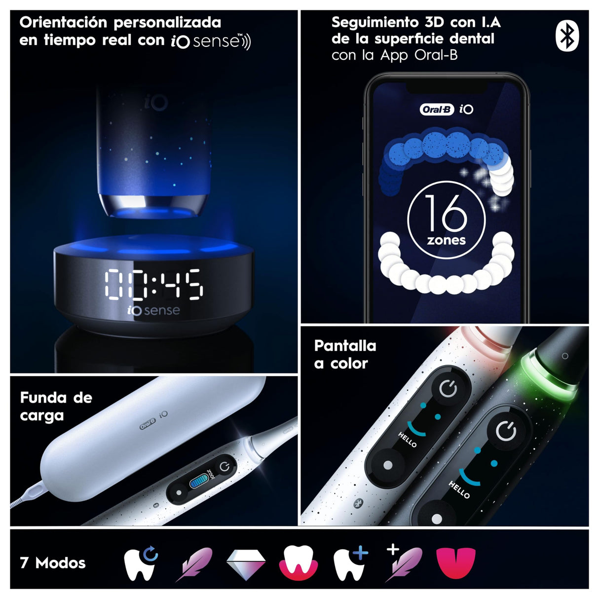 Oral-B iO 10 Cepillo de Dientes Eléctrico Negro, + 1 Cabezal y 1 Estuche Cargador de Viaje, Diseñado por Braun