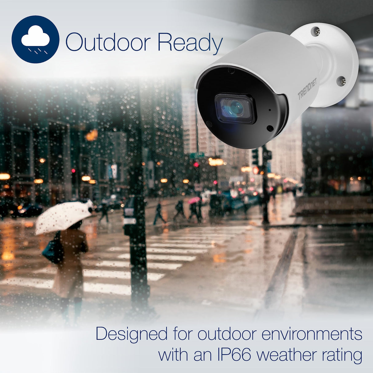 TRENDnet, TV-IP1514PI, Cámara de Red Tipo Bala H.265 PoE de 5 MP para Interiores/Exteriores, clasificación IP66, visión Nocturna por Infrarrojos de hasta 30 m (98 pies)