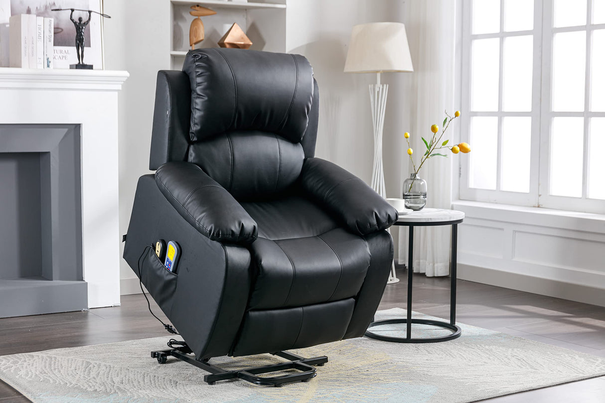 Astan Hogar Sillón Relax con Función Auto-Ayuda (Levanta Personas), Reclinación Eléctrica, Masaje Y Termoterapia, Modelo Ramón AH-AR30930NG, Negro,