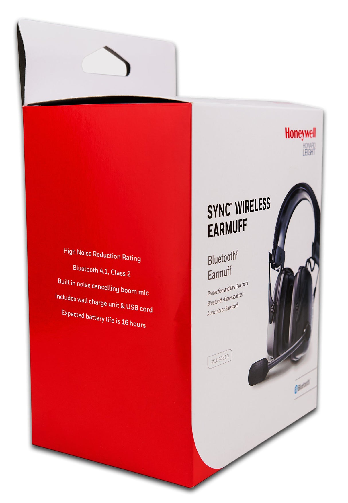 Howard Leight Orejera Sync Wireless BlueTooth Cable USB, Micrófono con Almohadilla, Diseño Ergonómico, Negro, Talla Única, SNR 32 dB, 1034510 (1 Pieza)