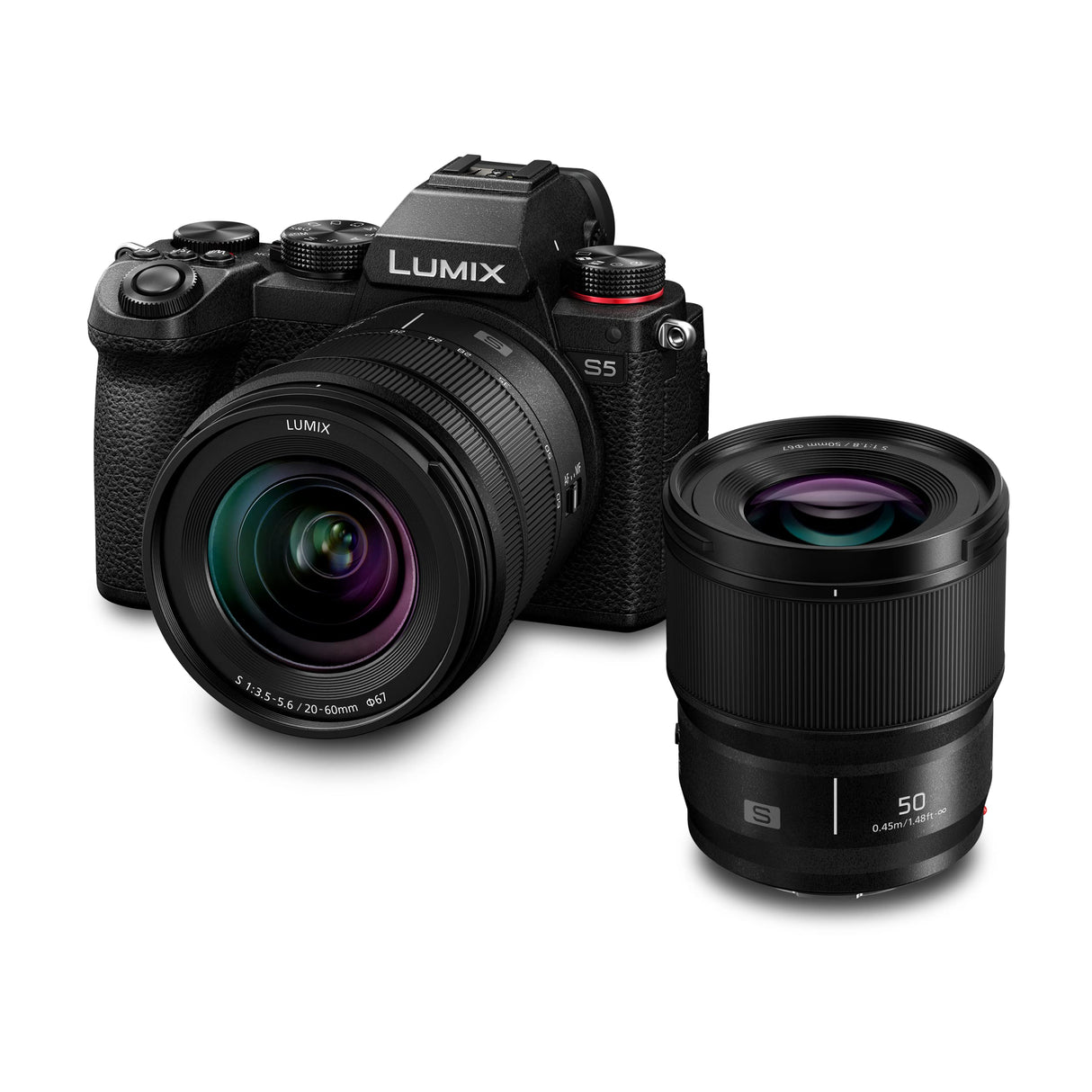 Panasonic LUMIX S DC-S5KCE-EG - Cámara de Formato Completo con Dos Objetivos: S-R2060 (20-60 mm, F3,5-5,6) y S-S50 (50 mm, F1,8) Negro