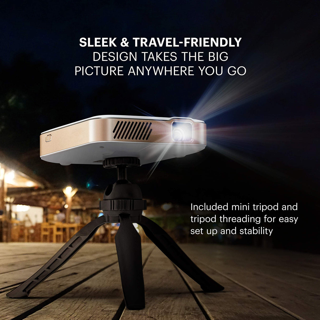 KODAK Luma 450 - Proyector portátil Inteligente HD, Compatible con Wi-Fi, Bluetooth, HDMI y USB, resolución nativa de 1080p (4K) hasta 150 Pulgadas, 200 lúmenes ANSI - Trípode Incluido