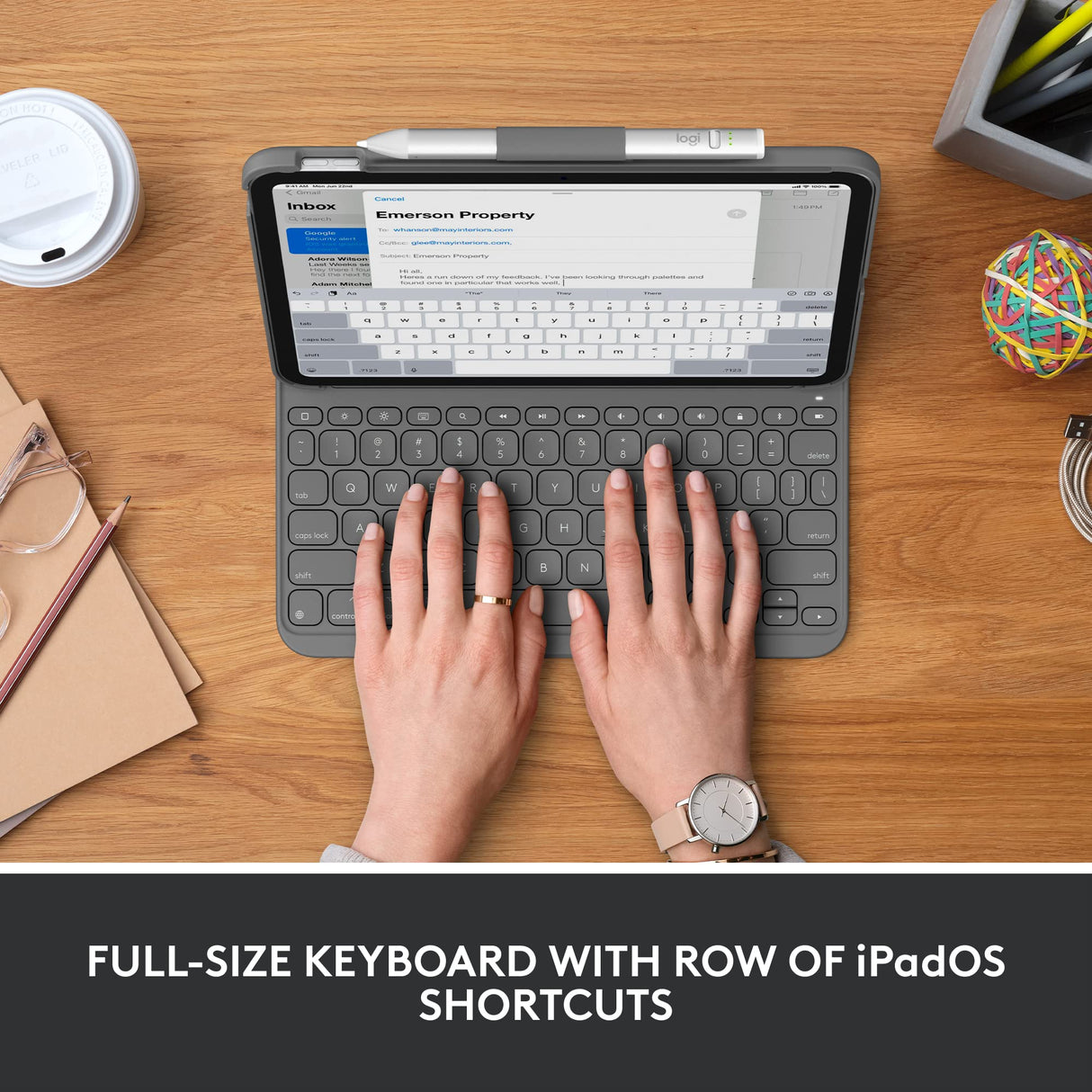 Logitech para iPad (10.ª generación) Funda con Teclado| Slim Folio con Teclado inalámbrico Integrado (Grafito) - French Layout