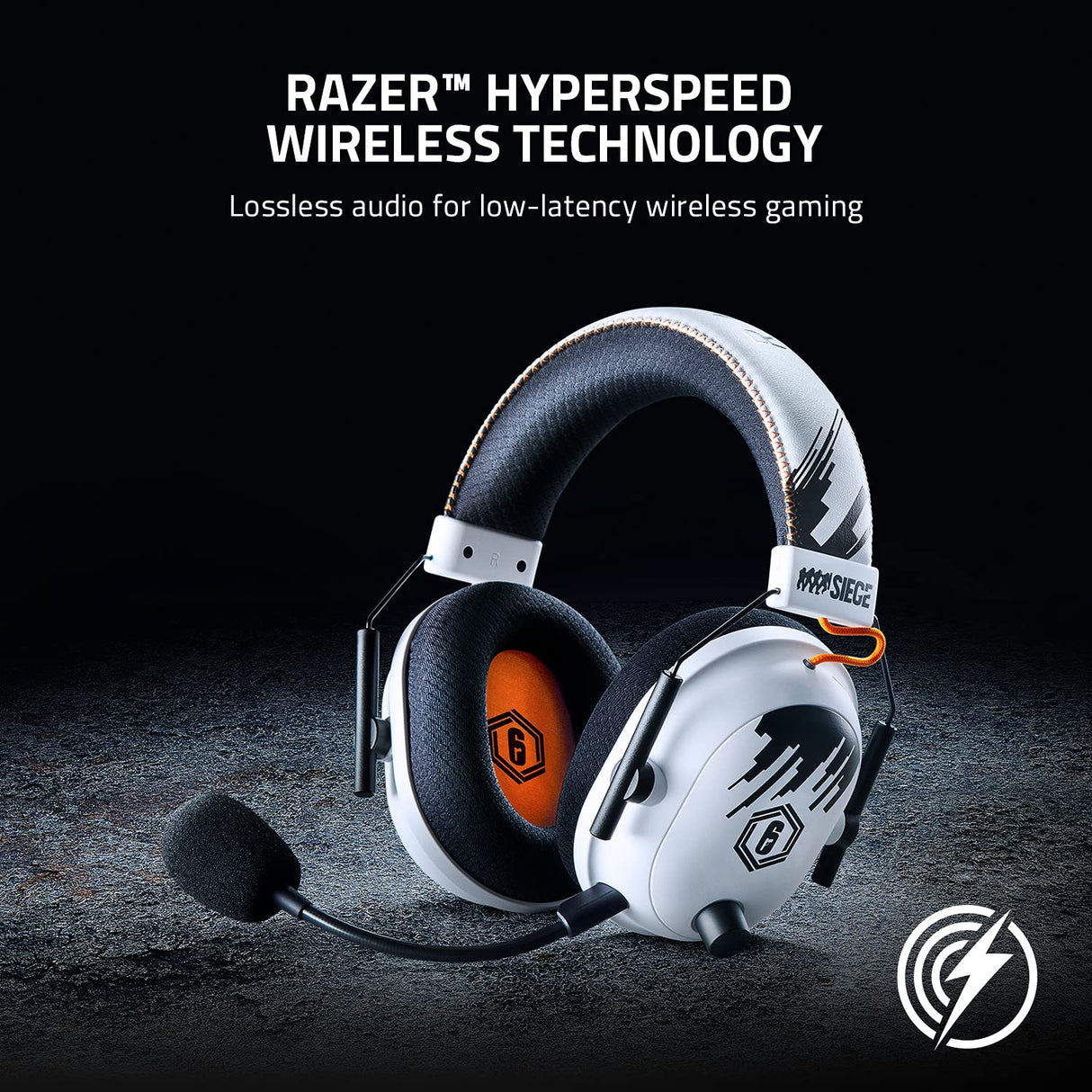 Razer BlackShark V2 Pro - Auriculares Inalámbricos para Esports (Diafragmas de Titanio de 50 mm TriForce, Micrófono Supercardioide HyperClear, Cancelación Pasiva de Ruido Avanzada) Rainbow Six Siege