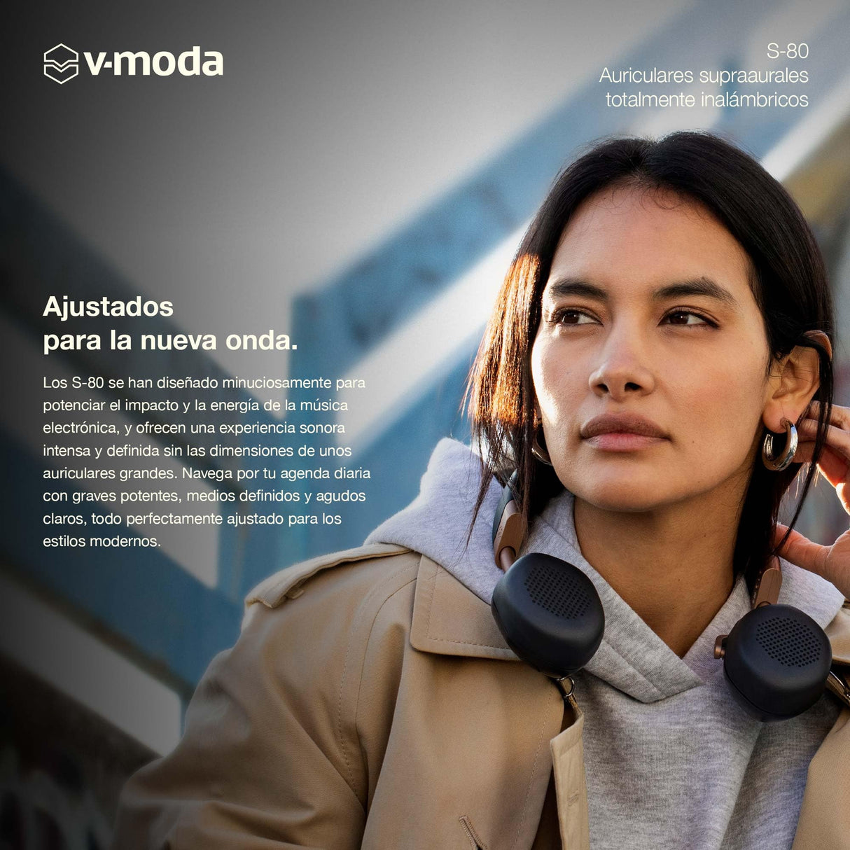 V-MODA S-80 | Auriculares supraaurales Totalmente inalámbricos | Sistema de Altavoces Personal | Diseño Elegante |Sonido Potente, Ajustado para la música electrónica | App de edición móvil | Oro Rosa