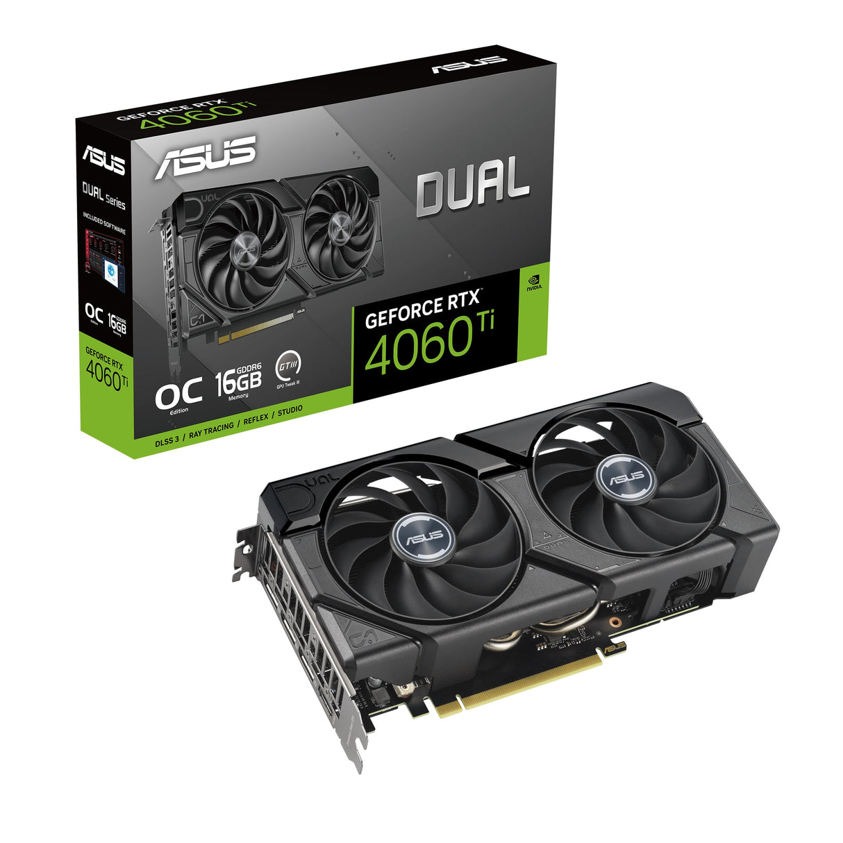ASUS Dual GeForce RTX 4060 Ti EVO 16GB GDDR6 (PCIe 4.0, 16GB GDDR6, DLSS 3, HDMI 2.1a, DisplayPort 1.4a, diseño de 2,5 Ranuras, diseño de Ventilador Axial-Tech, tecnología 0dB)