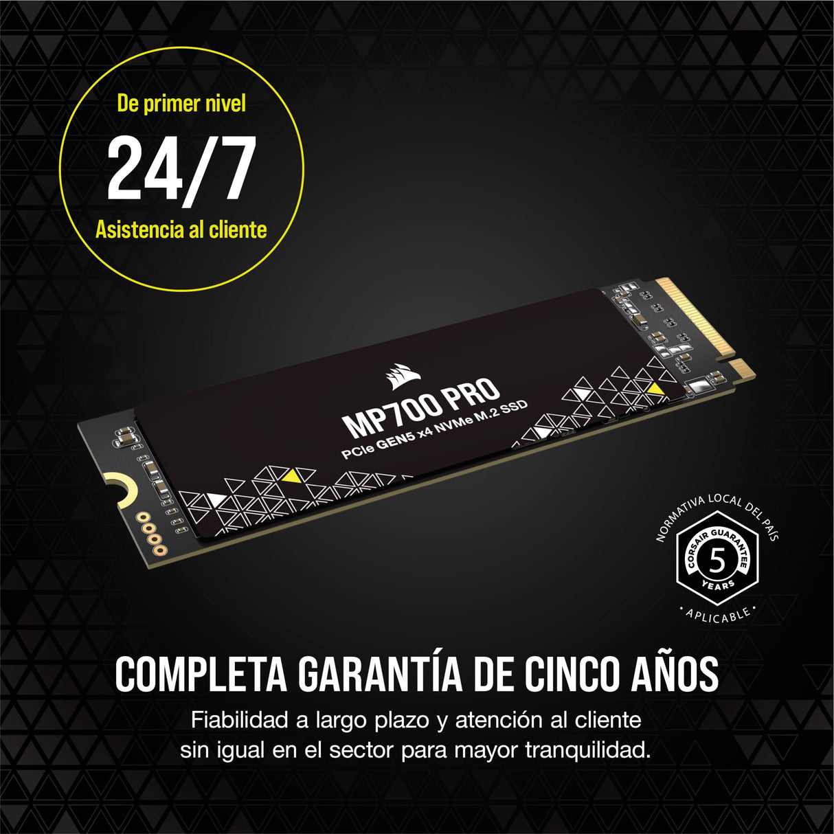 Corsair MP700 Pro 4TB SSD NVMe 2.0 M.2 PCIe Gen5 x4 de 2 TB - M.2 2280 - Lectura Secuencial de hasta 12.400 MB/s - NAND TLC de Alta Densidad - Negro