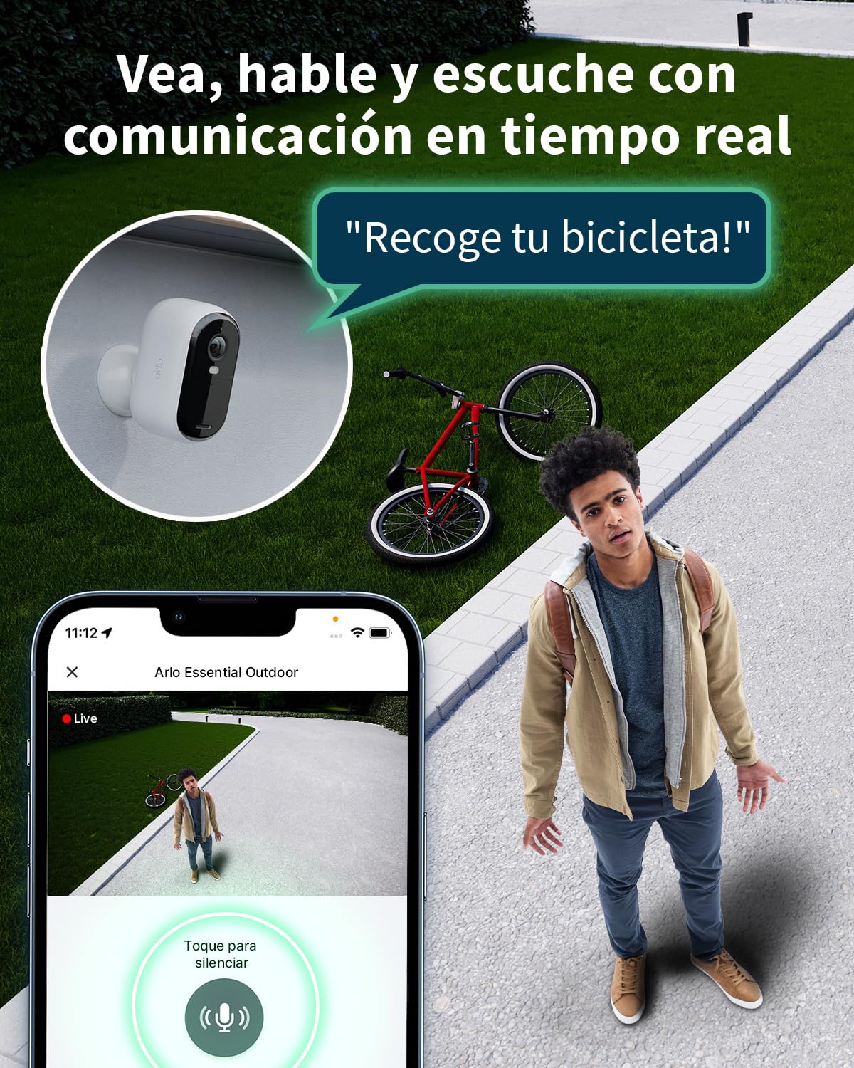 Arlo Essential 2 Camara Vigilancia WiFi Exterior + Panel Solar (2), HD, Camara Vigilancia WiFi Interior, Sensor de Movimiento, Alarmas Para Casa, Prueba Arlo Secure Incluida, 2 Cámaras, Blancas
