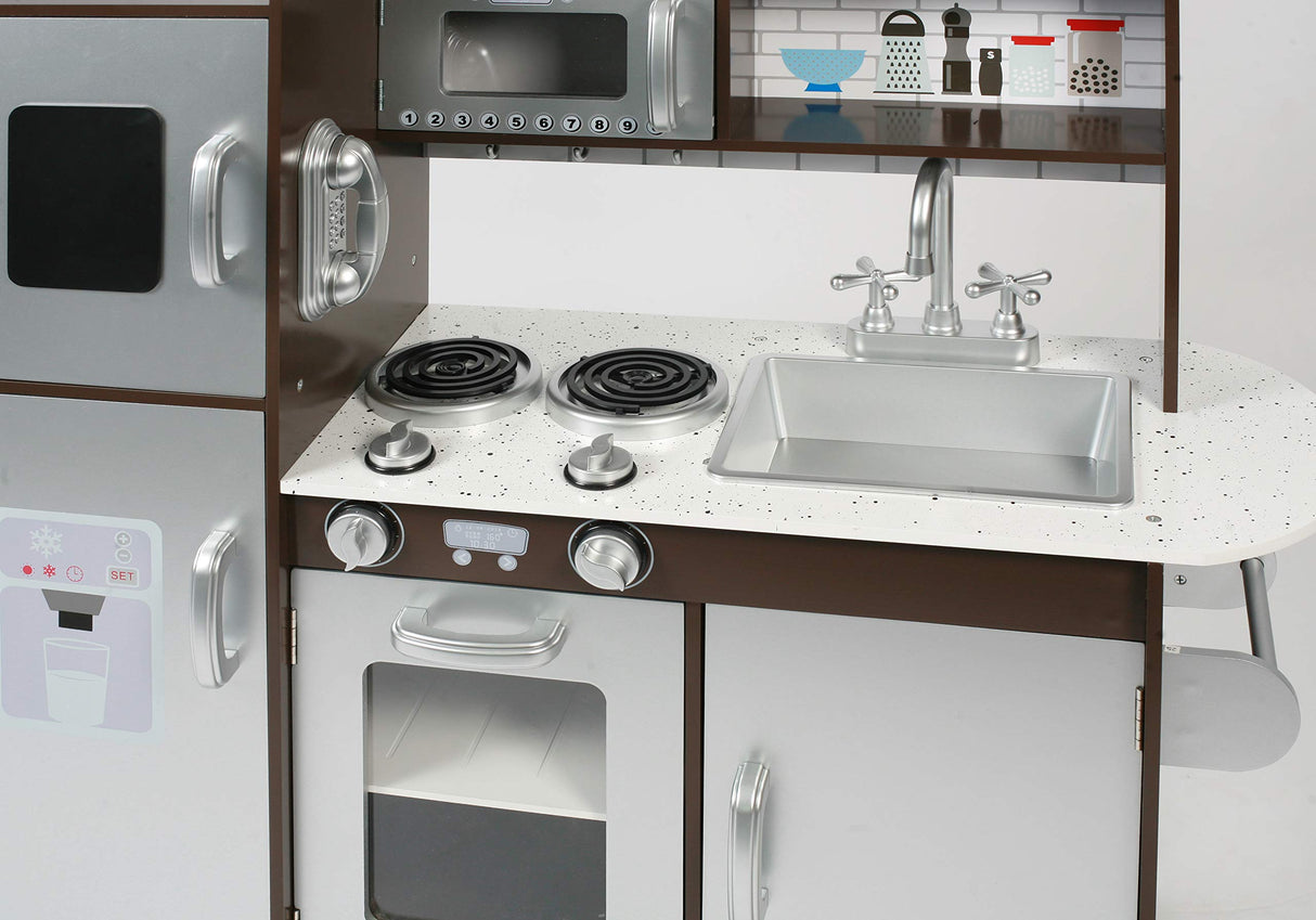 Bayer Chic 2000 - Cocina de Juguete de Madera para niños a Partir de 3 años, Cocina Infantil, marrón, Plata