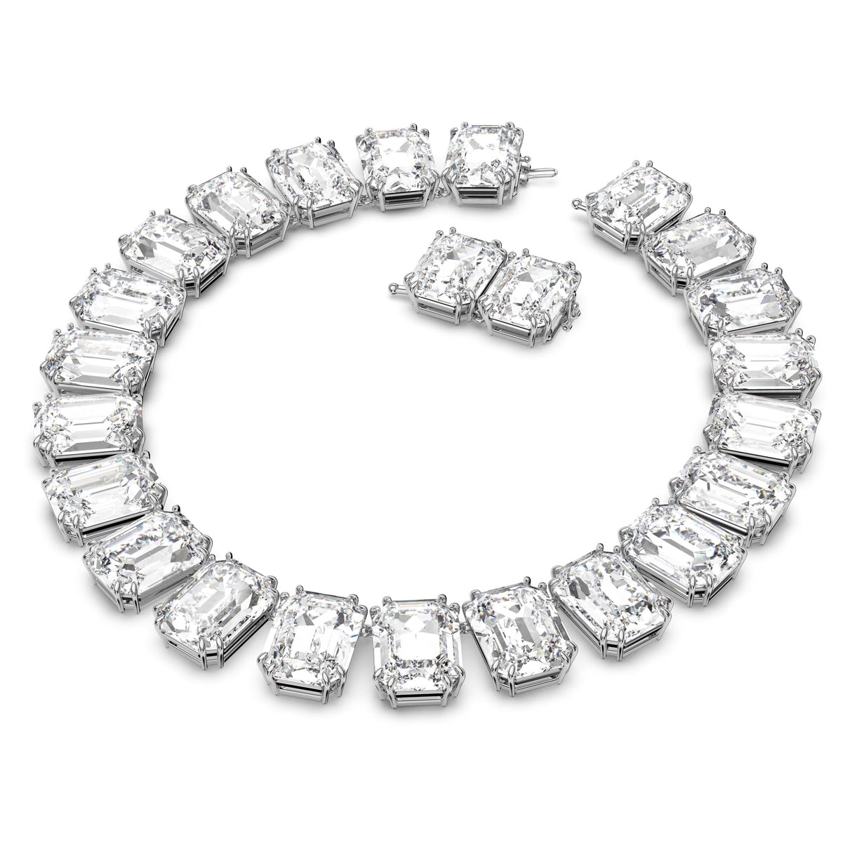 Swarovski Collar Millenia, Cristales de gran tamaño, Talla octogonal, Blanco, Baño de rodio