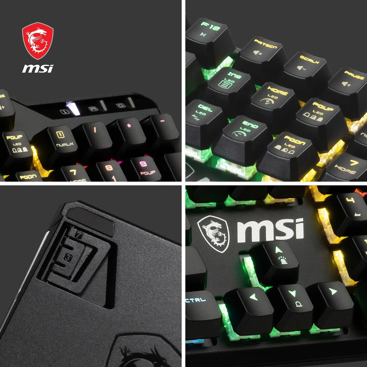 MSI Vigor GK41 Teclado Gaming Mecánico FR - Switches Kailh Red (lineales), Teclas Ergonómicas, Base Antideslizante, 6 LED de Color Fijo/10 Zonas de Iluminación, Mystic Light, USB 2.0 - Tamaño completo
