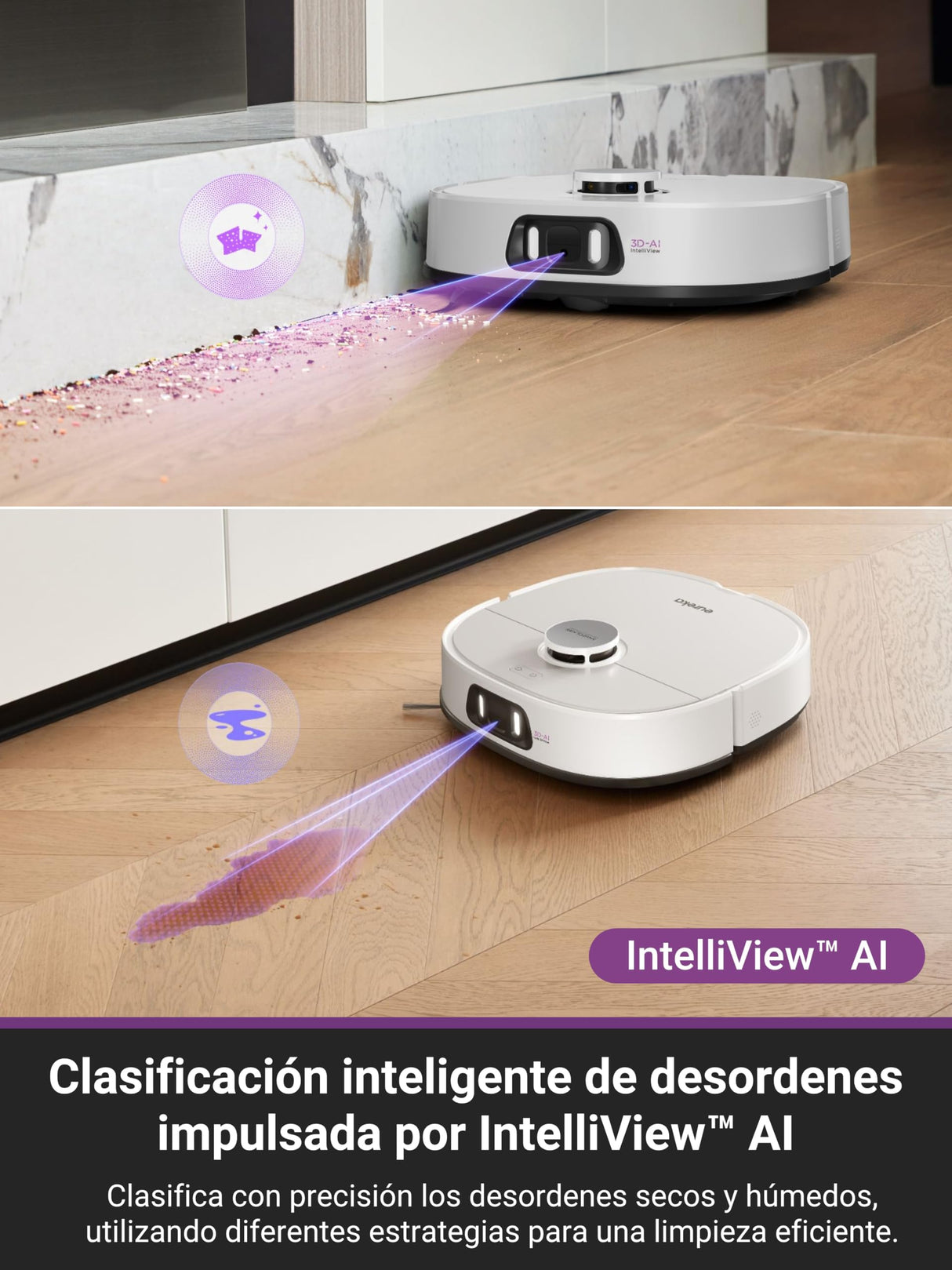 Eureka J15 Pro Ultra Robot Aspirador, 16200Pa Robot Aspirador y fregasuelos, Anti-enredos de Pelo, 75℃ Lavado con mopa de Agua Caliente, mapeo impulsado por AI, Limpieza de Bordes, Autolimpieza