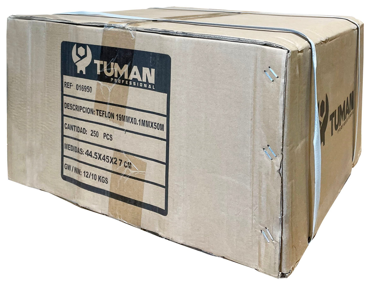 250 Rollos de Cinta Teflón para Fontanería de 19mmx0,1mmx50 metros de 0,3gr cm2. PTFE para sellado de roscas, tuberias.