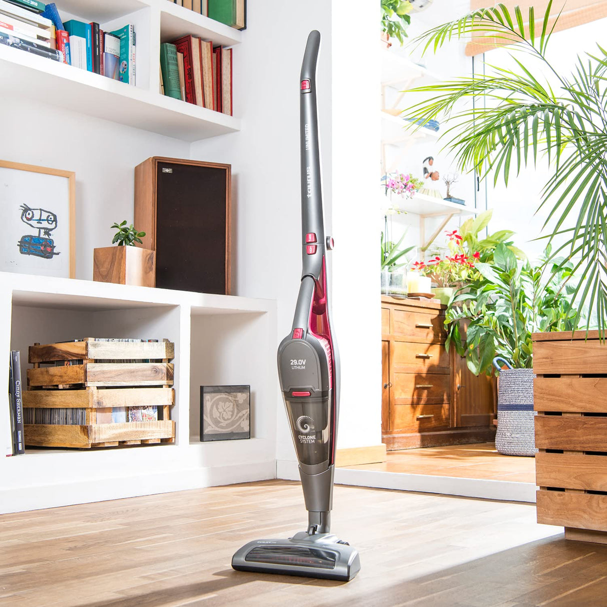Taurus Unlimited Plegable|Ligero 29 Lithium - 2 en 1: escoba y aspirador de mano, baterías de litio de 29 V, base de carga, velocidad Eco y Turbo, indicador LED, depósito extraíble de 0,7L, Gris
