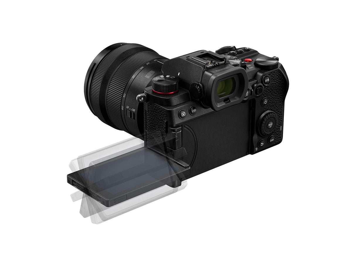 Panasonic LUMIX DC-S5 S5 Cámara sin Espejo de Marco Completo, grabación de Video 4K 60P con Pantalla abatible, Montaje en L, 20-60mm F3.5-5.6 y 50mm F1.8 Lentes, 5-Axis Dual I.S, (Negro)