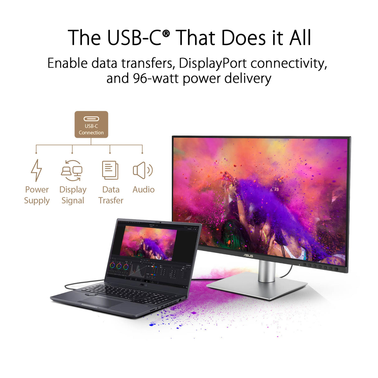 ASUS ProArt Display PA24ACRV - Monitor Profesional de 23,8 Pulgadas, IPS, QHD(2560x1440), 95% DCI-P3, ΔE<2, USB-C, VESA DisplayHDR 400, VESA MediaSync, Soporte ergonómico, Sostenibilidad ecológica