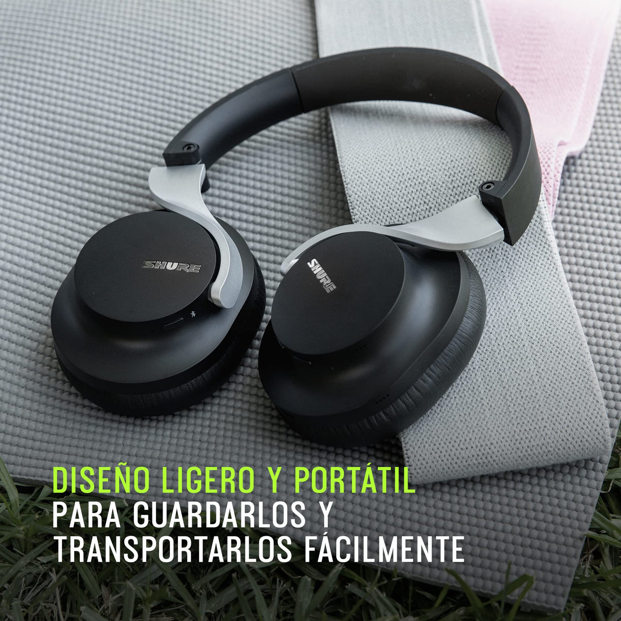 Shure AONIC 40 sobre la Oreja inalámbrica Bluetooth Ruido Auriculares cancelando con micrófono, duración de la batería de 25 Horas, iPhone y Android - Negro