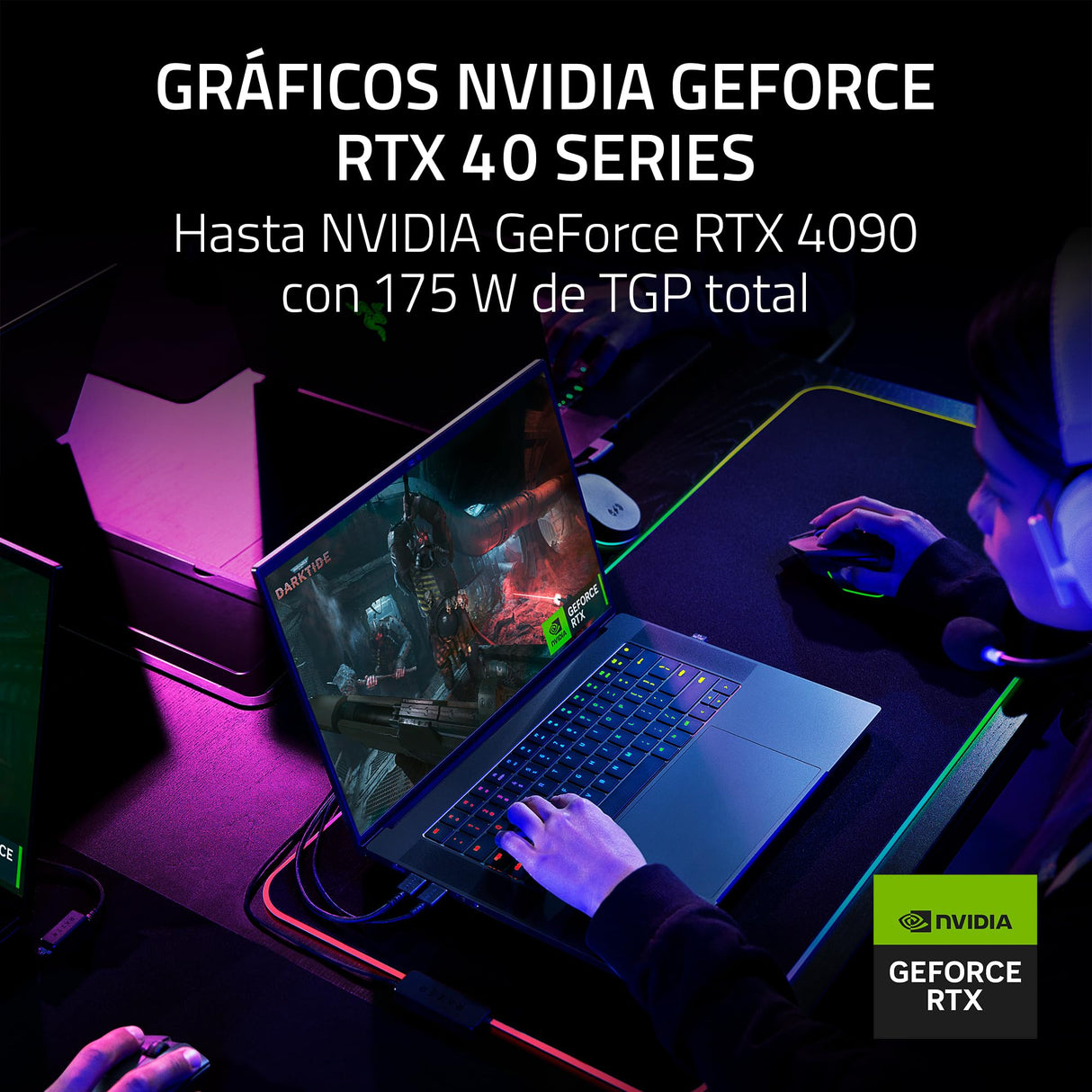 Razer Blade 16 (2023) - 16" PC Portatil Gaming - Nvidia RTX4070 GPU - 16 Mini LED Pantalla Dual Mode UHD+ 120Hz & FHD+ 240Hz - Intel Core i9-13950HX (16GB DDR5, 1TB SSD) Teclado Español | Negro