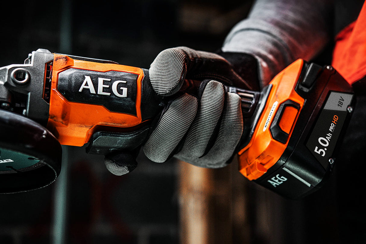 AEG BEWS18-125BLLI-502C Amoladora 18V sin escobillas 125mm con Interruptor 11.000rpm 2X 5.0Ah en Maleta, Na