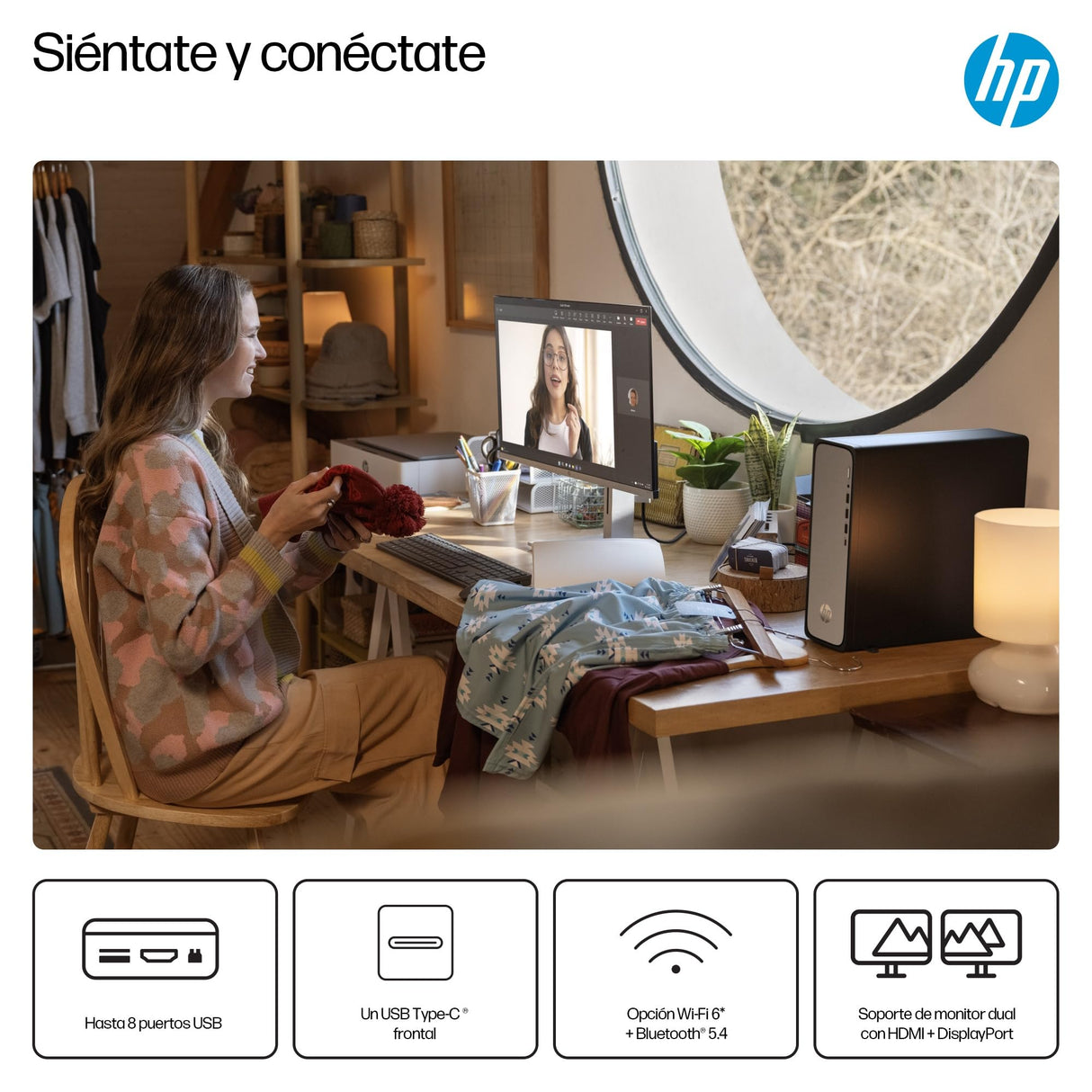 HP Ordenador de sobremesa OmniDesk Slim (Intel 300, 8GB, Wi-Fi 6, 256GB, Windows 11 Home) - Gris