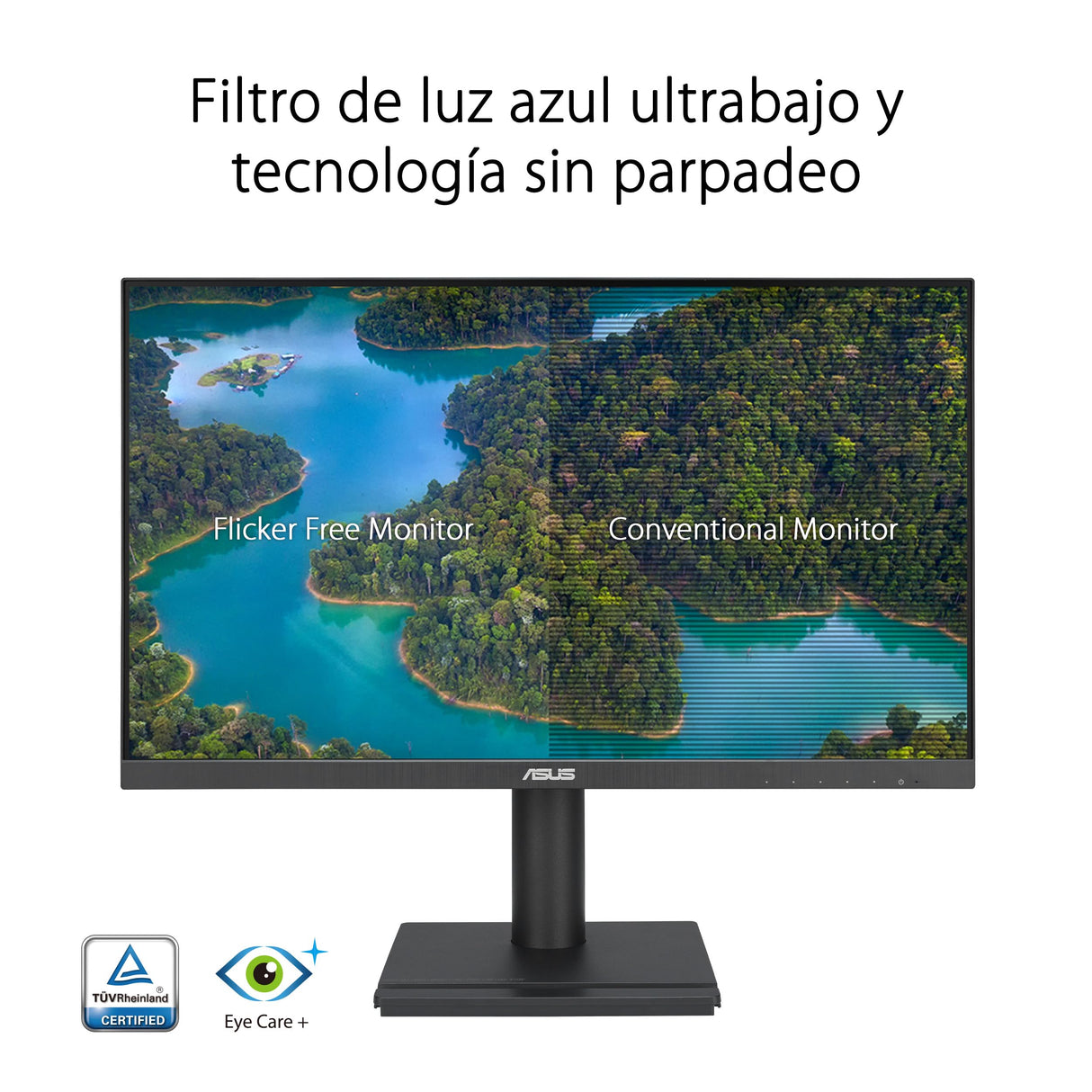 ASUS VA24DQFS Monitor profesional de 24 Pulgadas, IPS, Full HD, sin marco, 100 Hz, Adaptive-Sync, MPRT de 1 ms, HDMI, DisplayPort, VGA, luz azul baja, antiparpadeo, diseño ergonómico, montaje en pared