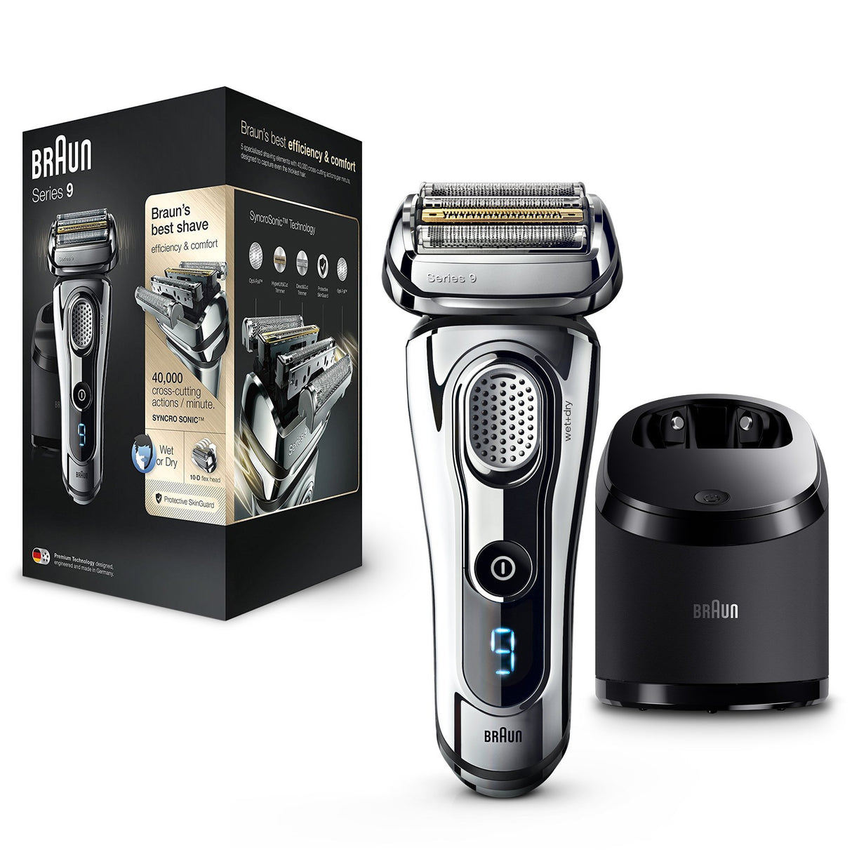 Braun Series 9 Premium - Afeitadora electrica con tecnologia Wet&Dry, color cromo