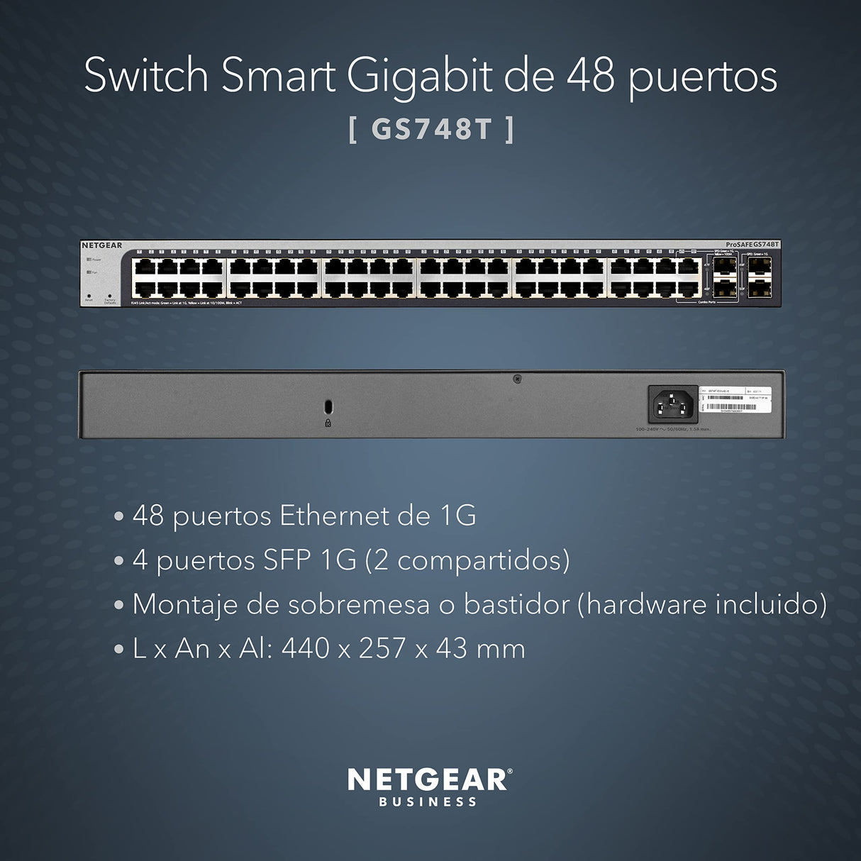 Netgear GS748T-500EUS Switch 48 Puertos