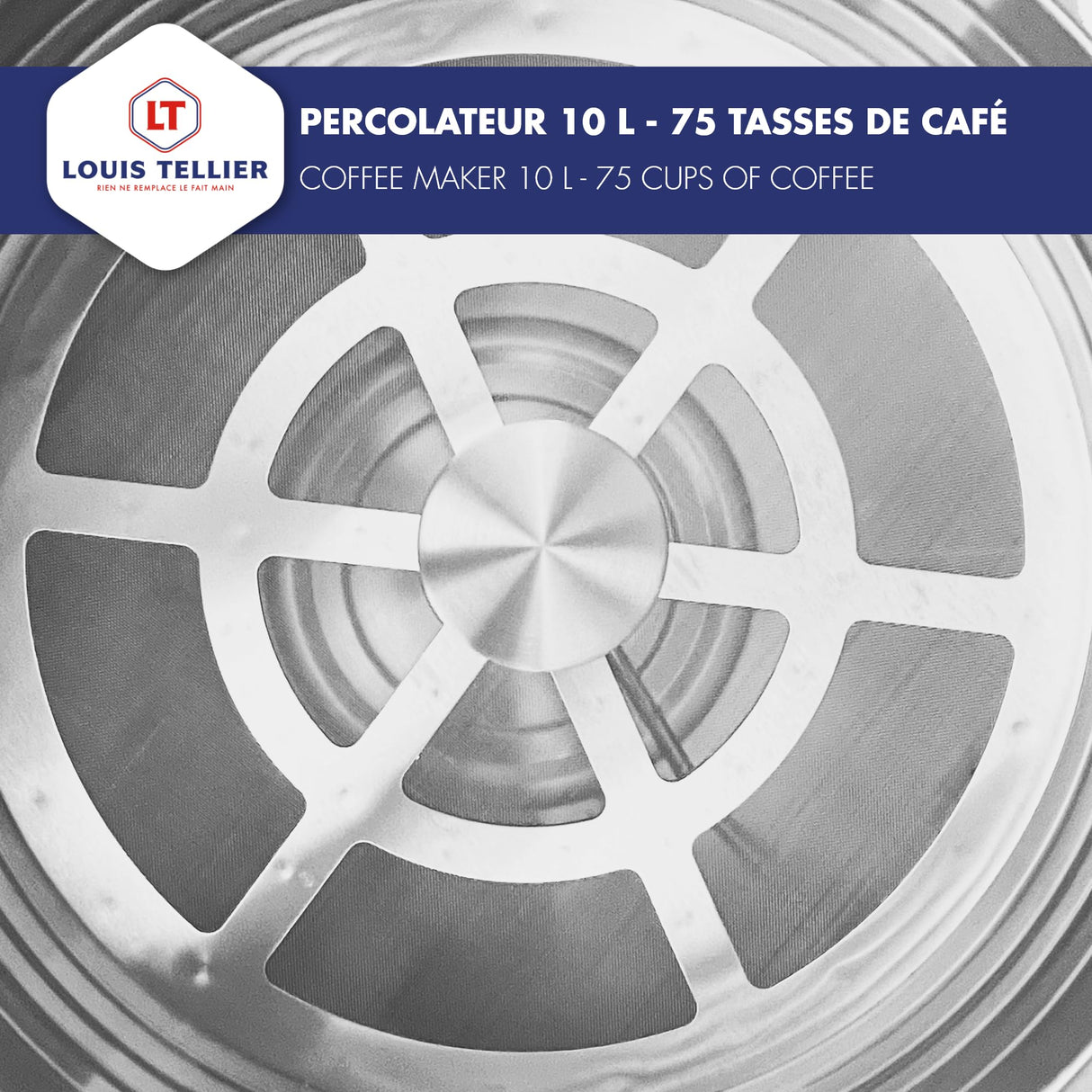 Louis Tellier - Percolador de Café Profesional - Capacity 10 L – Capacidad para 75 Tazas - Acero Inoxidable - Grifo de Goteo