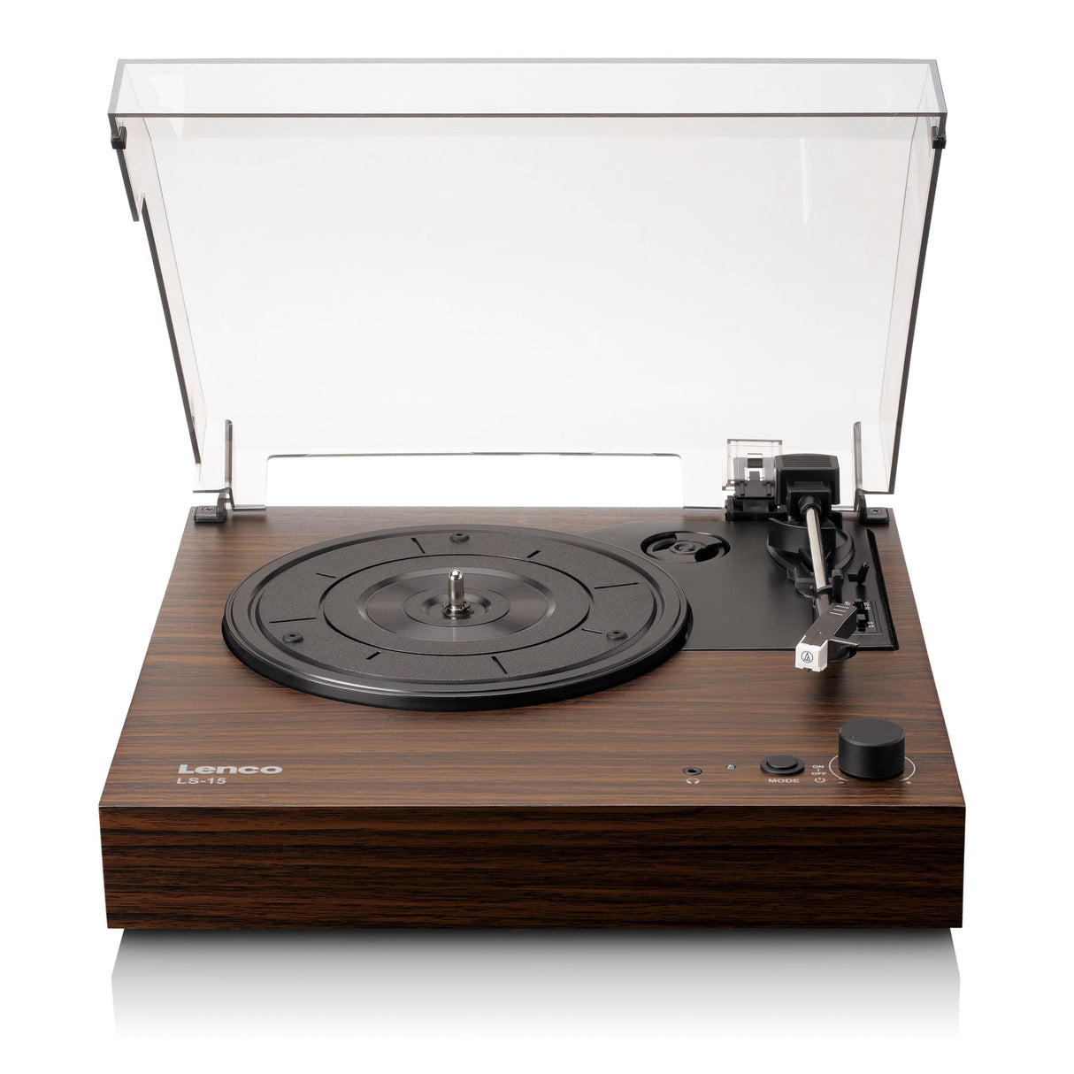 Lenco Tocadiscos LS-15WD – Recepción y transmisión Bluetooth®, 2 altavoces integrados, pastillas AT3600L, transmisión por correa, parada automática, 33/45 rpm, AUX y RCA, marrón