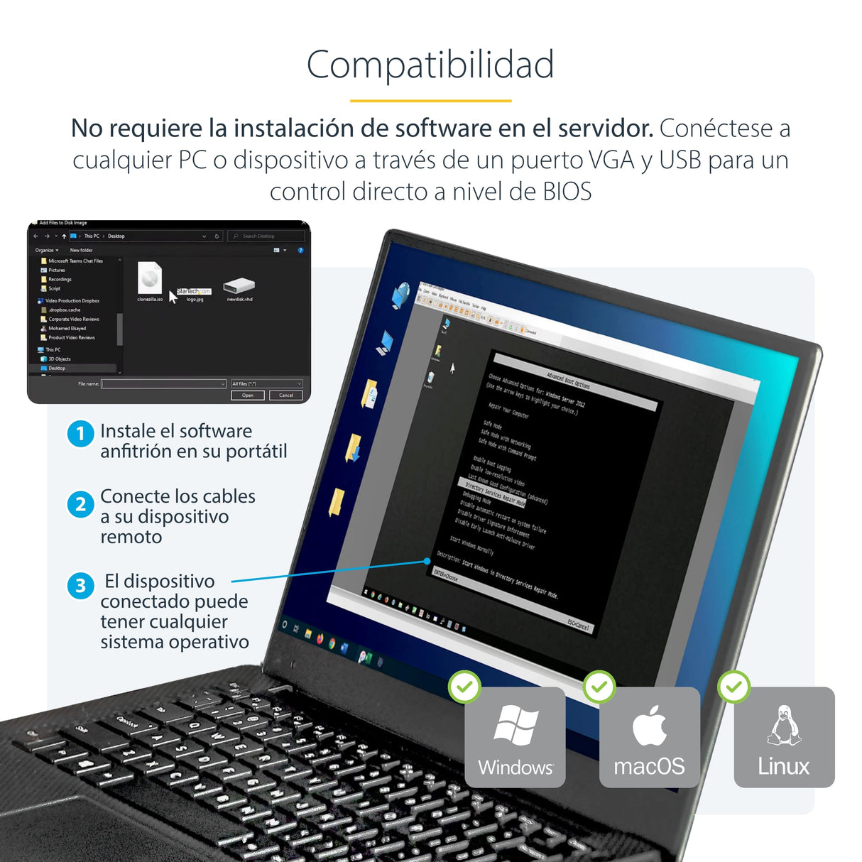 StarTech.com Adaptador USB de Crash Cart - Vídeo y Transferencia de archivos - Adaptador de Crash Cart para Ordenador Portátil - Adaptador KVM de Crash Cart para Sala de Servidores (NOTECONS02)