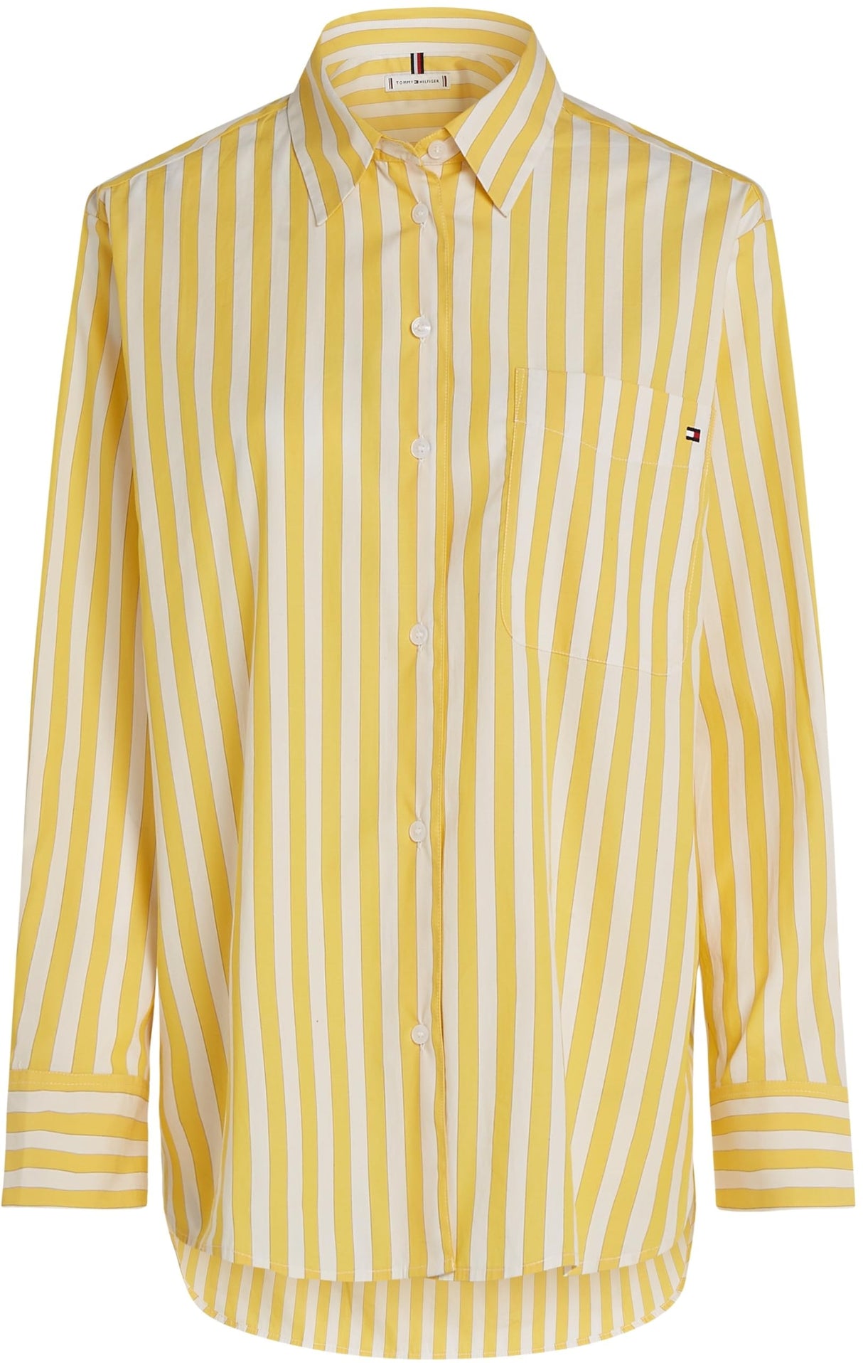 Tommy Hilfiger Camisa Mujer Poplin Easy Fit Oversized, Multicolor (STP Citronella), 38
